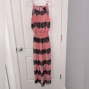 Pink and Black Striped Maxi Dress